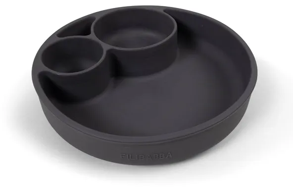 Filibabba Silikon geteilte Teller - Stone Grey